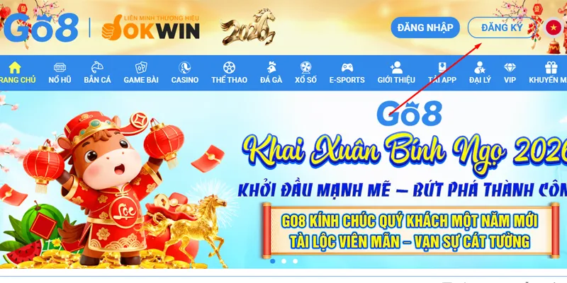 Click vào nút đăng ký để kích hoạt tài khoản go8